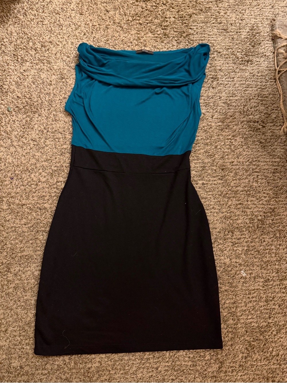 Soprano Teal and Black Sleeveless Midi Dress